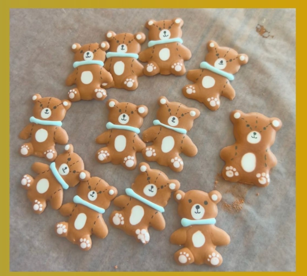 A batch of blue bear cookies